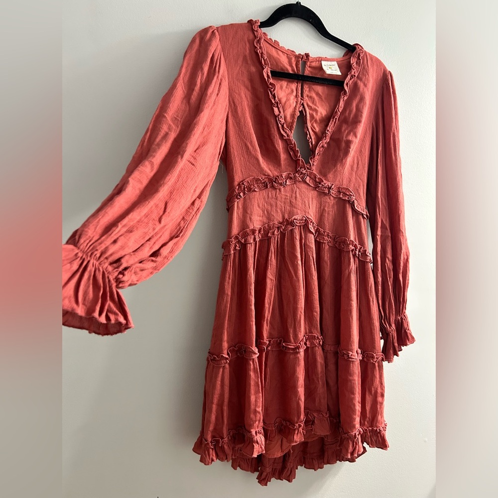 By together ruffle tiered open back dress